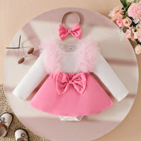 Load image into Gallery viewer, Baby Girls Color-blocking Bow Rompers Wholesale 26012708
