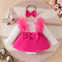 Load image into Gallery viewer, Baby Girls Color-blocking Bow Rompers Wholesale 26012708
