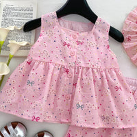 Load image into Gallery viewer, 2 Pieces Set Baby Kid Girls Polka dots Bow Tank Tops And Shorts Wholesale 26020303
