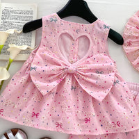 Load image into Gallery viewer, 2 Pieces Set Baby Kid Girls Polka dots Bow Tank Tops And Shorts Wholesale 26020303
