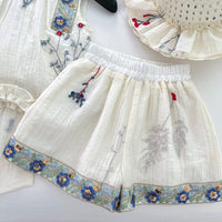 Load image into Gallery viewer, 2 Pieces Set Baby Kid Girls Flower Embroidered Tank Tops And Shorts Wholesale 26020305
