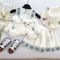 Load image into Gallery viewer, 2 Pieces Set Baby Kid Girls Flower Embroidered Tank Tops And Shorts Wholesale 26020305
