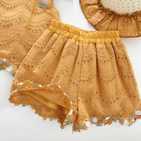 Load image into Gallery viewer, 2 Pieces Set Baby Kid Girls Solid Color Vests Waistcoats And Shorts Wholesale 26020306
