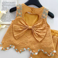 Load image into Gallery viewer, 2 Pieces Set Baby Kid Girls Solid Color Vests Waistcoats And Shorts Wholesale 26020306
