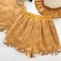 Load image into Gallery viewer, 2 Pieces Set Baby Kid Girls Solid Color Vests Waistcoats And Shorts Wholesale 26020306
