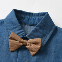 Load image into Gallery viewer, 2 Pieces Set Baby Kid Boys Solid Color Bow Shirts And Pants Wholesale 26020311
