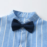 Load image into Gallery viewer, 2 Pieces Set Baby Kid Boys Striped Shirts And Solid Color Shorts Wholesale 26020314
