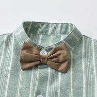 Load image into Gallery viewer, 2 Pieces Set Baby Kid Boys Striped Shirts And Solid Color Shorts Wholesale 26020315
