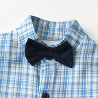 Load image into Gallery viewer, 2 Pieces Set Baby Kid Boys Checked Shirts And Solid Color Pants Wholesale 26020319
