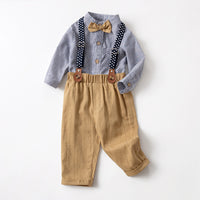 Load image into Gallery viewer, 2 Pieces Set Baby Kid Boys Striped Shirts And Solid Color Jumpsuits Wholesale 26020323
