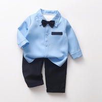Load image into Gallery viewer, 2 Pieces Set Baby Kid Boys Striped Shirts And Solid Color Pants Wholesale 26020324
