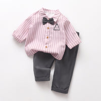 Load image into Gallery viewer, 2 Pieces Set Baby Kid Boys Striped Shirts And Solid Color Pants Wholesale 26020328
