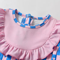Load image into Gallery viewer, Baby Girls Color-blocking Love heart Checked Rompers Wholesale 26020333
