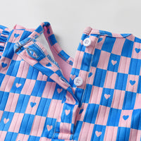 Load image into Gallery viewer, Baby Girls Color-blocking Love heart Checked Rompers Wholesale 26020333
