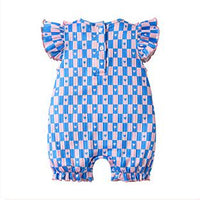 Load image into Gallery viewer, Baby Girls Color-blocking Love heart Checked Rompers Wholesale 26020333
