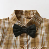 Load image into Gallery viewer, 2 Pieces Set Baby Kid Boys Checked Shirts And Solid Color Pants Wholesale 26020335
