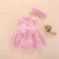 Load image into Gallery viewer, Baby Girls Solid Color Bow Dresses Wholesale 26030905
