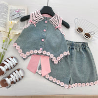 Load image into Gallery viewer, 2 Pieces Set Baby Kid Girls Flower Tank Tops And Solid Color Shorts Wholesale 26030907
