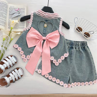 Load image into Gallery viewer, 2 Pieces Set Baby Kid Girls Flower Tank Tops And Solid Color Shorts Wholesale 26030907
