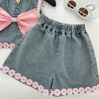 Load image into Gallery viewer, 2 Pieces Set Baby Kid Girls Flower Tank Tops And Solid Color Shorts Wholesale 26030907
