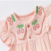 Load image into Gallery viewer, Baby Girls Fruit Muslin&amp;Ribbed Rompers Wholesale 26030910
