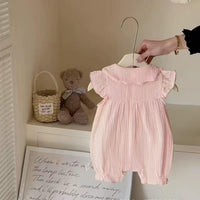 Load image into Gallery viewer, Baby Girls Fruit Muslin&amp;Ribbed Rompers Wholesale 26030910
