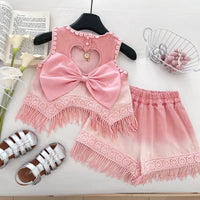 Load image into Gallery viewer, 2 Pieces Set Baby Kid Girls Flower Tank Tops And Solid Color Shorts Wholesale 26030911
