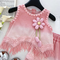 Load image into Gallery viewer, 2 Pieces Set Baby Kid Girls Flower Tank Tops And Solid Color Shorts Wholesale 26030911
