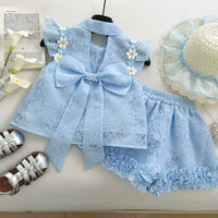 Load image into Gallery viewer, 3 Pieces Set Kid Girls Flower Print Tank Tops Shorts And Hats Wholesale 26030912
