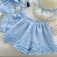 Load image into Gallery viewer, 3 Pieces Set Kid Girls Flower Print Tank Tops Shorts And Hats Wholesale 26030912
