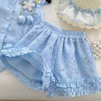 Load image into Gallery viewer, 3 Pieces Set Kid Girls Flower Print Tank Tops Shorts And Hats Wholesale 26030912
