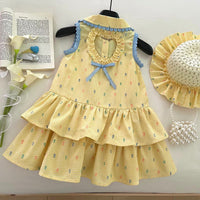 Load image into Gallery viewer, Baby Girl Yellow Gingham Ruffle Dress with Lace Trim Cute Summer Toddler Party Dress Wholesale 26030916
