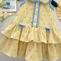 Load image into Gallery viewer, Baby Girl Yellow Gingham Ruffle Dress with Lace Trim Cute Summer Toddler Party Dress Wholesale 26030916
