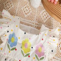 Load image into Gallery viewer, Baby Girls Flower Polka dots Embroidered Rompers Wholesale 26030918
