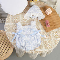 Load image into Gallery viewer, 2 Pieces Set Baby Girls Flower Print Rompers And Hats Wholesale 26030926
