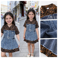 Load image into Gallery viewer, Baby Kid Girls Color-blocking Leopard print Dresses Wholesale 26031747
