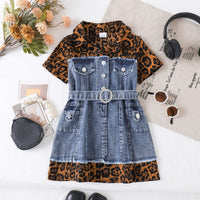 Load image into Gallery viewer, Baby Kid Girls Color-blocking Leopard print Dresses Wholesale 26031747
