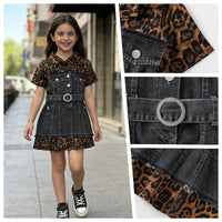 Load image into Gallery viewer, Baby Kid Girls Color-blocking Leopard print Dresses Wholesale 26031747
