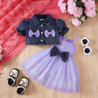 Load image into Gallery viewer, 2 Pieces Set Baby Girls Solid Color Jackets Outwears And Dresses Wholesale 26031748
