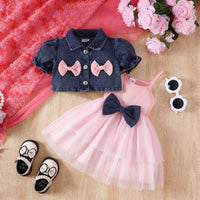 Load image into Gallery viewer, 2 Pieces Set Baby Girls Solid Color Jackets Outwears And Dresses Wholesale 26031748
