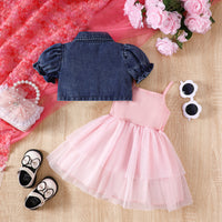 Load image into Gallery viewer, 2 Pieces Set Baby Girls Solid Color Jackets Outwears And Dresses Wholesale 26031748
