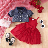 Load image into Gallery viewer, 2 Pieces Set Baby Girls Solid Color Jackets Outwears And Dresses Wholesale 26031748
