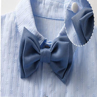 Load image into Gallery viewer, 2 Pieces Set Baby Kid Boys Solid Color Striped Shirts And Shorts Wholesale 26040201
