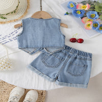 Load image into Gallery viewer, 2 Pieces Set Baby Kid Girls Solid Color Fruit Embroidered Tank Tops And Shorts Wholesale 26040206
