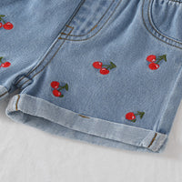 Load image into Gallery viewer, 2 Pieces Set Baby Kid Girls Solid Color Fruit Embroidered Tank Tops And Shorts Wholesale 26040206

