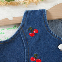 Load image into Gallery viewer, 2 Pieces Set Baby Kid Girls Solid Color Fruit Embroidered Tank Tops And Shorts Wholesale 26040206

