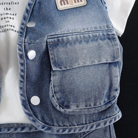 Load image into Gallery viewer, 3 Pieces Set Baby Kid Boys Letters T-Shirts Solid Color Vests Waistcoats And Shorts Wholesale 26040207
