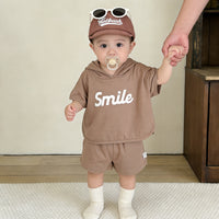 Load image into Gallery viewer, 2 Pieces Set Baby Kid Unisex Letters T-Shirts And Solid Color Shorts Wholesale 26040208
