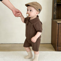 Load image into Gallery viewer, 2 Pieces Set Baby Kid Boys Solid Color Crochet T-Shirts And Shorts Wholesale 26040209

