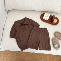 Load image into Gallery viewer, 2 Pieces Set Baby Kid Boys Solid Color Crochet T-Shirts And Shorts Wholesale 26040209
